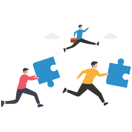Jigsaw puzzles teamwork strategy  Illustration
