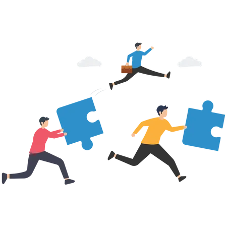 Jigsaw puzzles teamwork strategy  Illustration