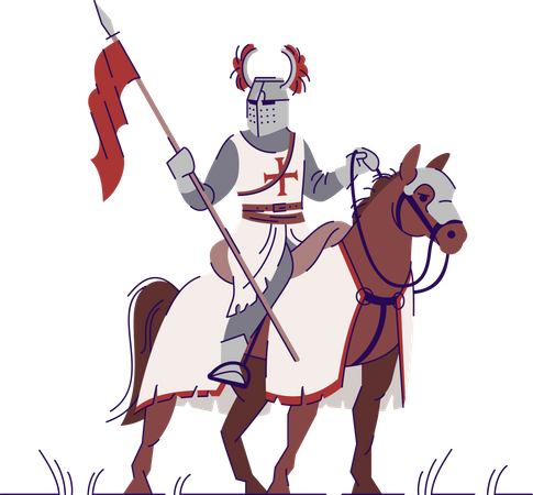 Jinete caballero medieval armado  Ilustración
