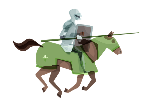 Jinete caballero medieval atacando enemigos  Ilustración