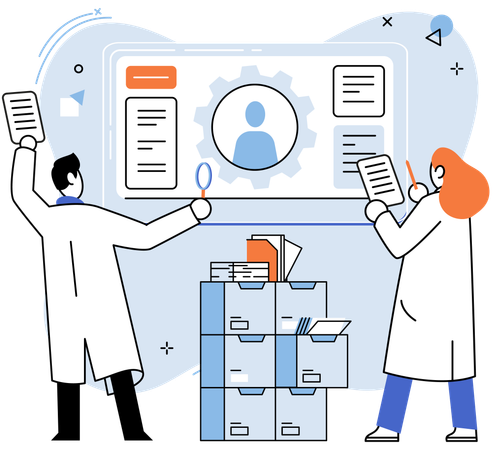 Job agency selects an applicant  Illustration