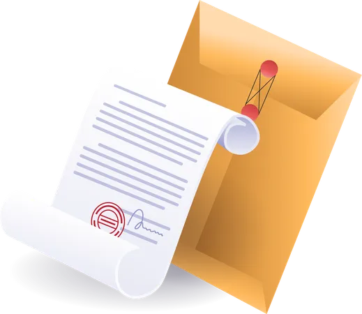 Job application letter and envelope  Illustration