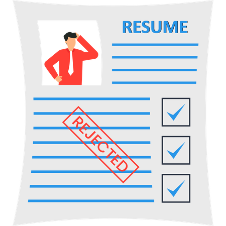Job Application with a Rejected Stamp and a Concerned Applicant  Illustration
