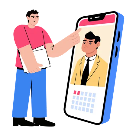 Job candidate giving online interview  Illustration