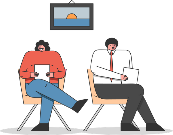Job candidate waiting for interview Illustration