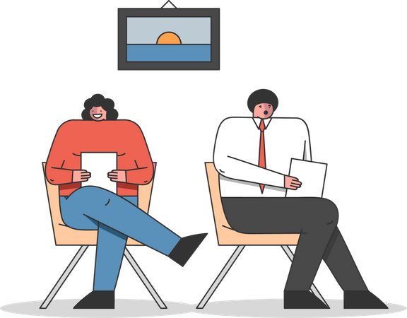 Job candidate waiting for interview  Illustration