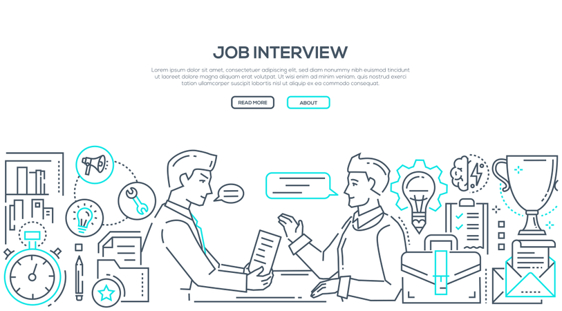 Job Interview - Modern Line Design Style Illustration Illustration