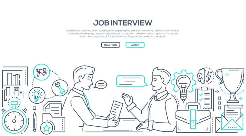 Job Interview - Modern Line Design Style Illustration  Illustration