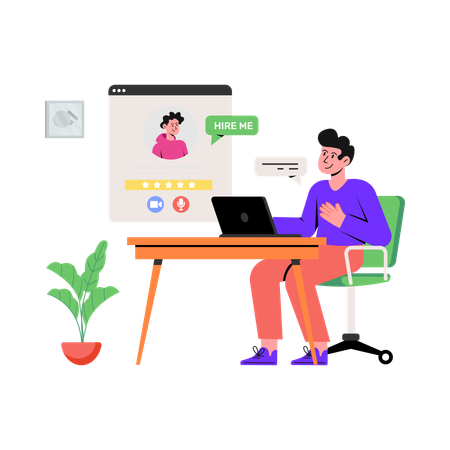 Job Interview Online  Illustration