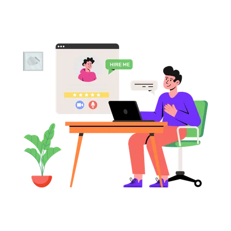 Job Interview Online  Illustration