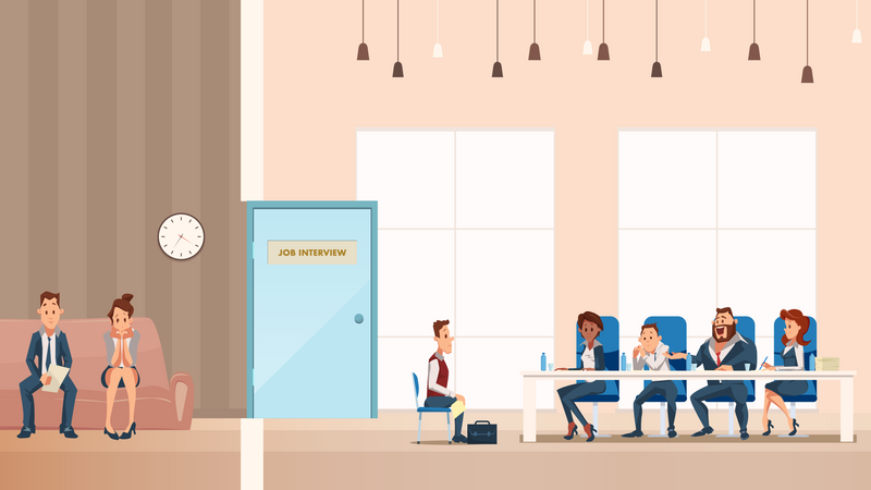 Job Interview Process in Office  Illustration