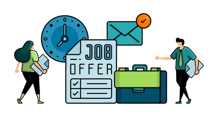 Illustration Of Hiring With The Words JOB OFFER On Application Form Metaphor For Applicants Filling Out Job Application Forms And Submitting Them On Time Via Email Illustration