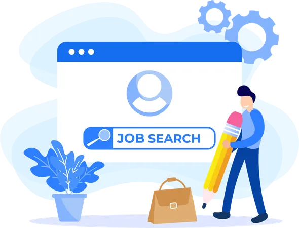 Illustration Vector Graphic Cartoon Character Of Job Search Illustration