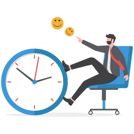 Job Satisfaction Work Happiness Love Your Career Or Motivation To Go To Work Appreciation After Finish Work Concept Happy Businessman With Joyful And Positive Emotion Celebrating His Finish Work Illustration