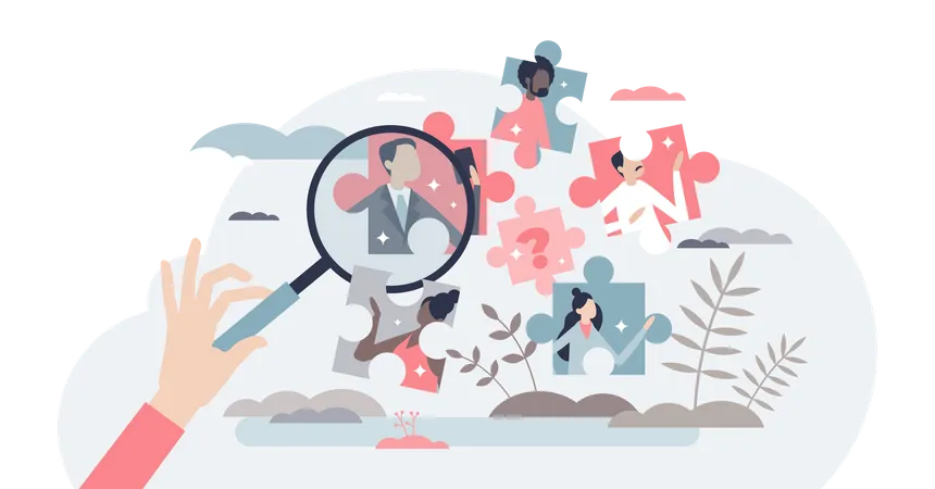 Job Search And Vacancy Best Choice As Recruitment Work Tiny Person Concept Find Skilled And Experienced Career Labor From Candidates Crowd Vector Illustration Vacant Company HR Selection Process Illustration