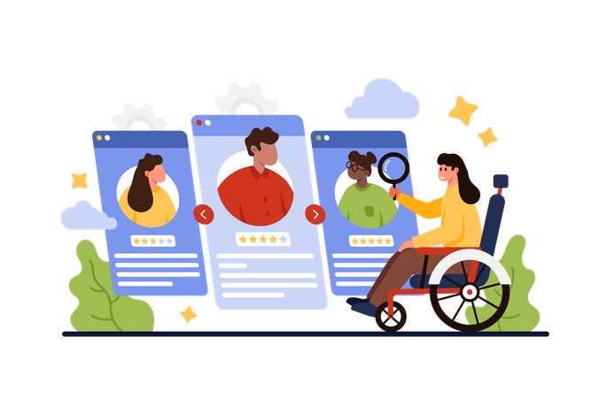 Job search for person with disability  Illustration