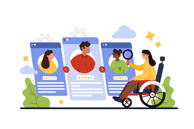 Job search for person with disability  Illustration