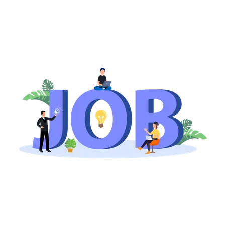 Job Recruitment Flat Illustration In This Design You Can See How Technology Connect To Each Other Each File Comes With A Project In Which You Can Easily Change Colors And More Illustration