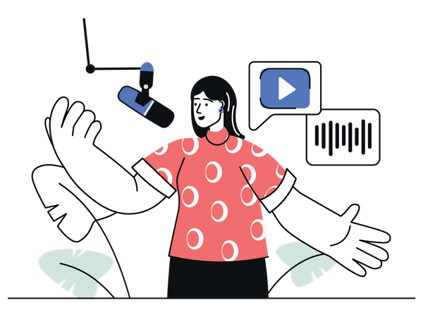 Jockey de radio faisant du podcasting  Illustration