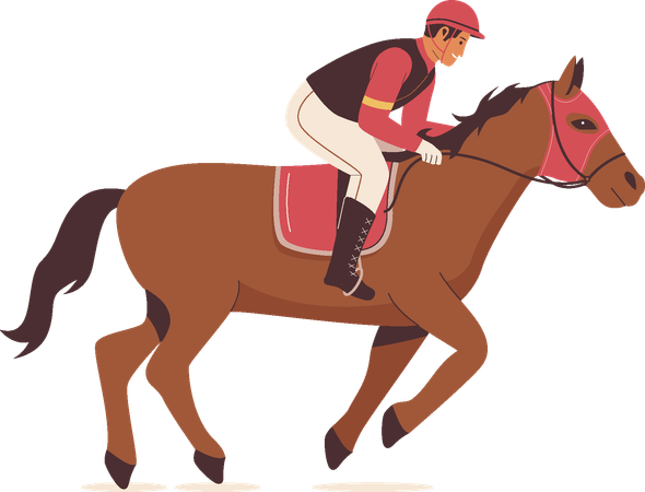 Jockeys à cheval de course  Illustration