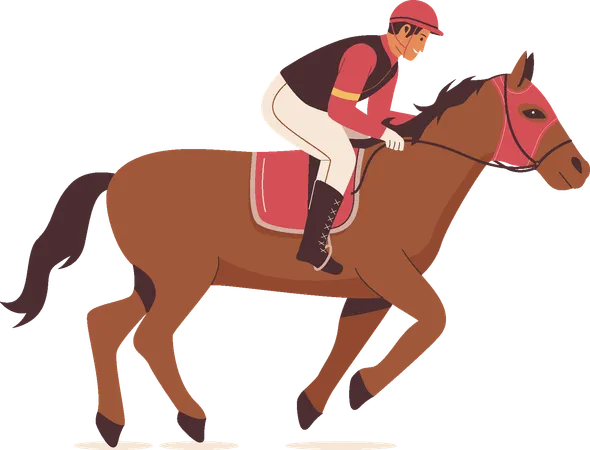 Jockeys riding race horse  Illustration