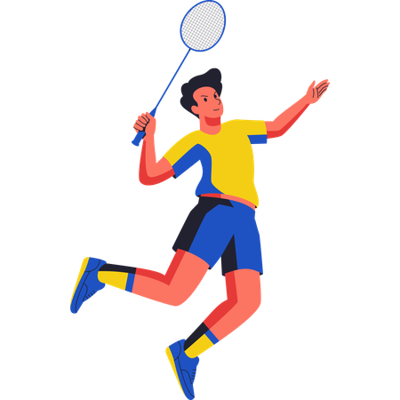 Jogador de badminton executa movimento smash  Ilustração