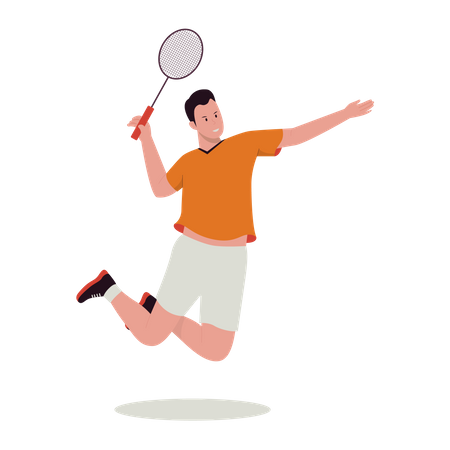 Jogador masculino de badminton jogando  Ilustração