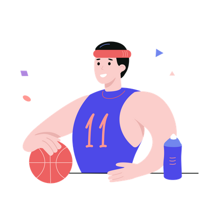 Jogador de basquete em forma  Ilustração