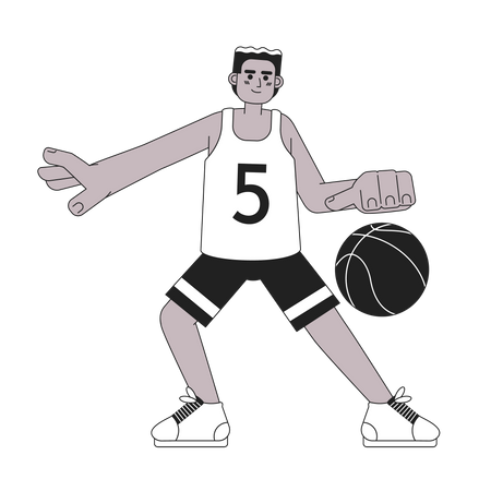 Jogador de basquete afro-americano  Ilustração