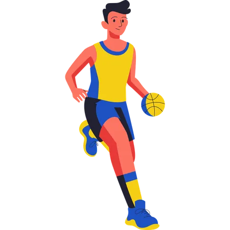 Jogador de basquete carregando bola  Ilustração