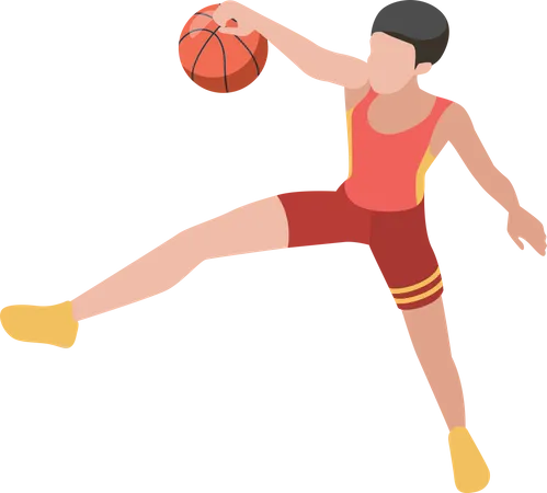 Jogador de basquete com bola  Ilustração