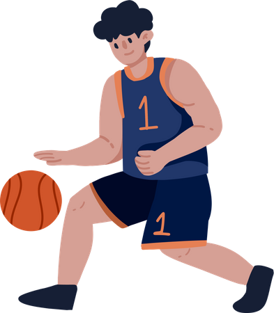 Jogador de basquete driblando basquete  Ilustração