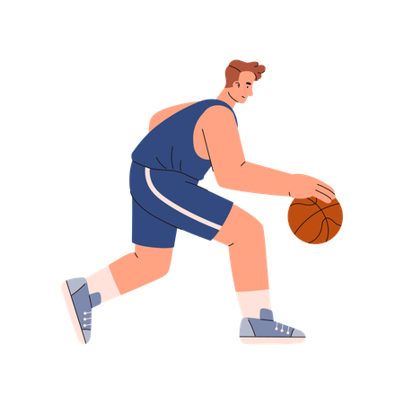 Jogador de basquete driblando bola  Ilustração