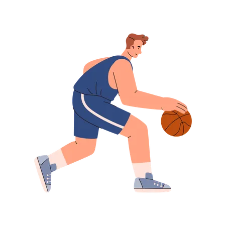 Jogador de basquete driblando bola  Ilustração