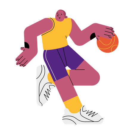 Jogador de basquete driblando basquete  Ilustração