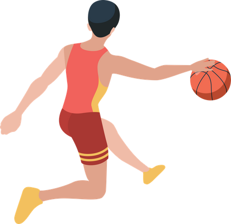 Jogador de basquete fazendo truque com bola  Ilustração