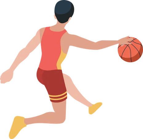 Jogador de basquete fazendo truque com bola  Ilustração