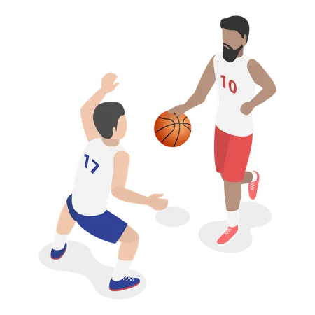 Jogador de basquete masculino jogando basquete  Ilustração