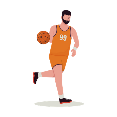 Jogador de basquete masculino praticando  Ilustração