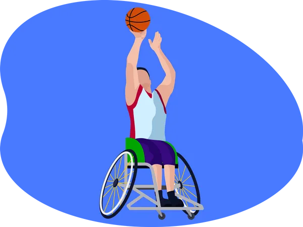 Jogador de basquete paralímpico  Ilustração