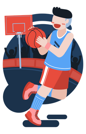 Jogador de basquete segurando basquete  Illustration