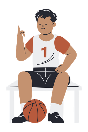 Jogador de basquete sentado no banco  Ilustração