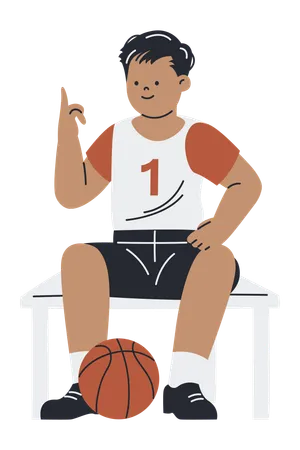 Jogador de basquete sentado no banco  Ilustração