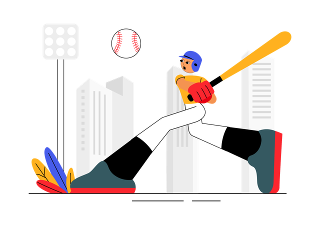 Bastão balançando do jogador de beisebol  Ilustração