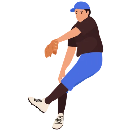Jogador de beisebol em pose completa  Ilustração