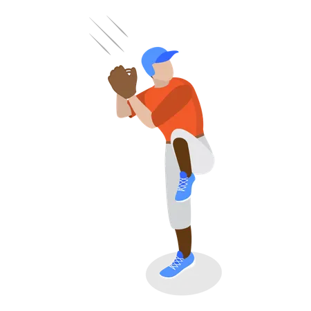 Jogador de beisebol jogando bola  Ilustração