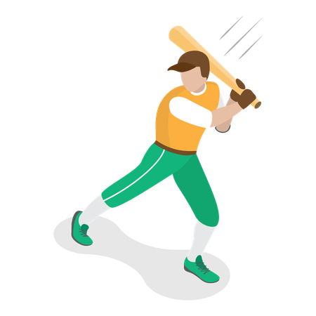 Jogador de beisebol batendo bola  Ilustração