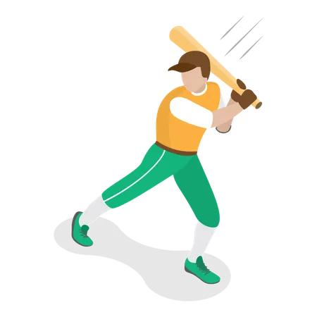 Jogador de beisebol batendo bola  Ilustração