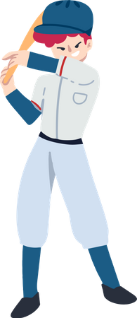 Jogador de beisebol segurando taco de beisebol  Ilustração