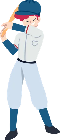 Jogador de beisebol segurando taco de beisebol  Ilustração